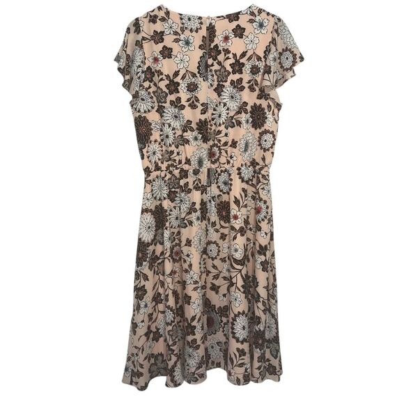 LOFT Floral Dress Womens Large Flutter Sleeve Blush Pink Romantic Feminine - Picture 3 of 5